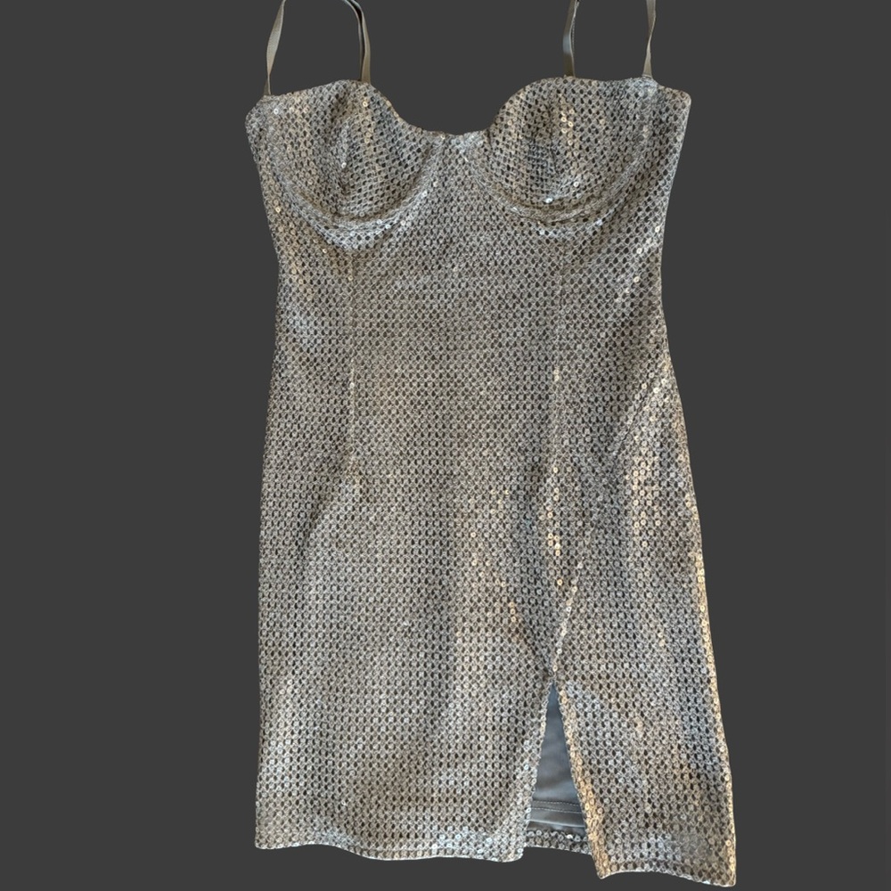 White Fox Boutique Silver Sequin Dress